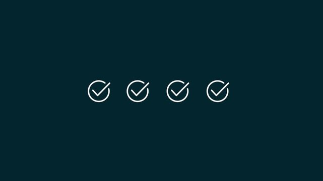 Check mark symbol arrow icon animation isolated background .animated 3 step infographic process with green check mark. Motion graphics of tick mark motion animate 4k video.
