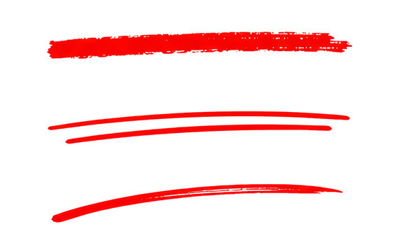 Collection of red textured horizontal brush stroke lines and curved underlines