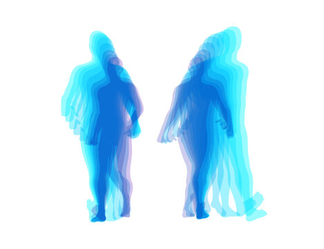 Transparent overlapping colors silhouettes. Walking man. Animation frames. Vector illustration for print, web site, poster, placard or wallpaper.