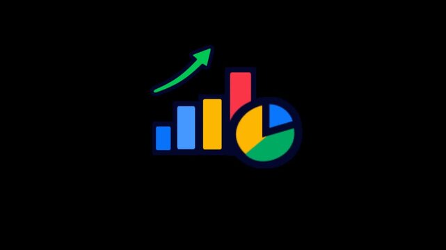 Business Analytics Progress Chart Animation with Growing Graph and Data Visualization