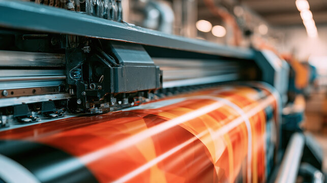 Industrial large format printer head operating in a modern production lab