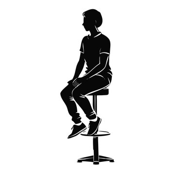 Person sitting on bar stool isolated profile silhouette for UI elements, website icons, business presentations, and architectural diagrams