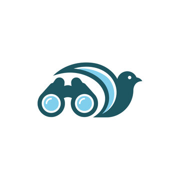 Bird Silhouette With Binoculars Logo