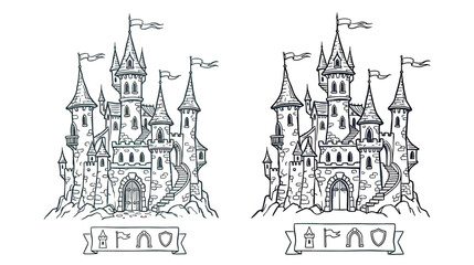 Fototapeta premium Fantasy Castle Illustration Isolated