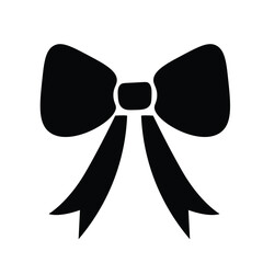 Fototapeta premium Black Vector Ribbon Bow Silhouette Icon Isolated On Clean White Background Surface