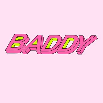 BADDY 3D Pink Typography with Neon Green Details on Pastel Pink Background