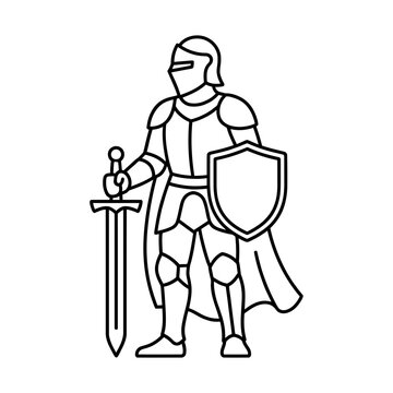 medieval knight line icon