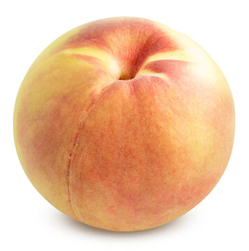 Fresh orange peach isolated on a white background, with clipping path, gourmet beverage branding, and premium food packaging design.