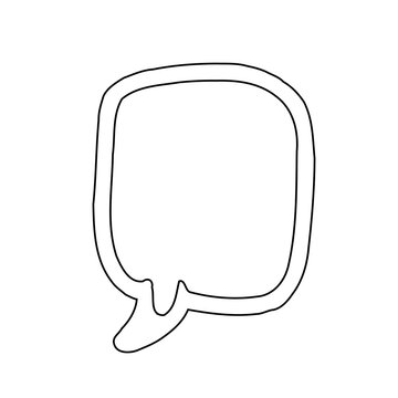 Text speech bubble blank design element. Cartoon style text bubble - isolated transparent PNG illustration. Hand drawn speech bubble.
