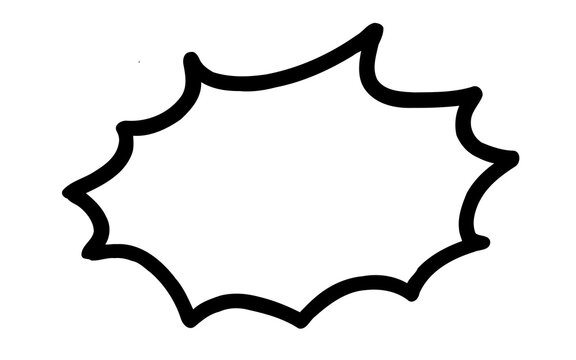 Text speech bubble burst blank design element. Cartoon style text bubble - isolated transparent PNG illustration. Hand drawn speech bubble.