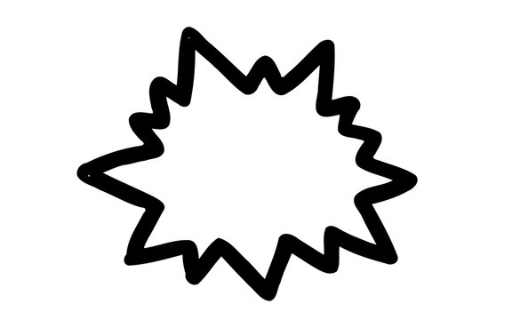 Text speech bubble explosion blank design element. Cartoon style text bubble - isolated transparent PNG illustration. Hand drawn speech bubble.