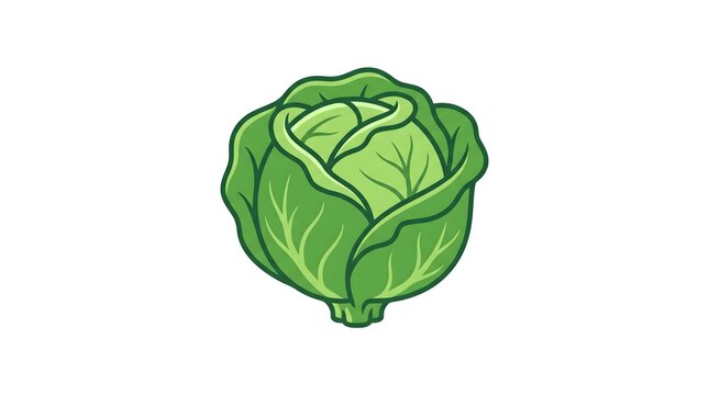 Vector illustration of a fresh green cabbage isolated on a white background