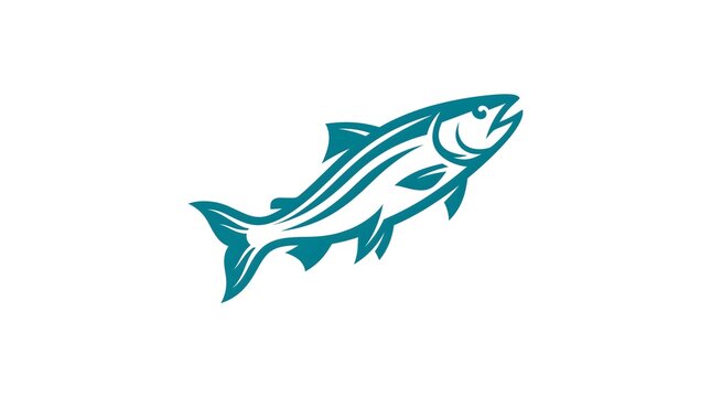 Jumping salmon fish vector logo design isolated on white background