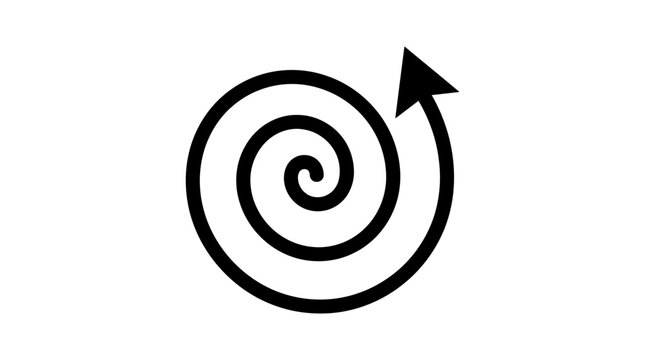 Black spiral arrow motion symbol.