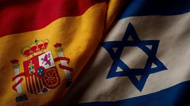 spanish and isreali flag waving together. relations spain israel