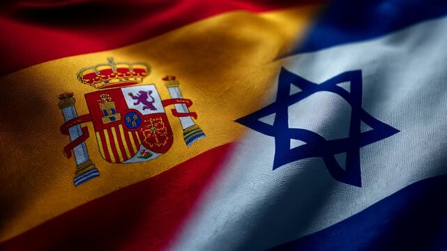 spanish and isreali flag waving together. relations spain israel