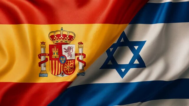 spanish and isreali flag waving together. relations spain israel