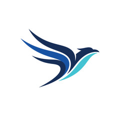 Obraz premium Abstract Stylized Blue Bird Flying Vector Logo Design