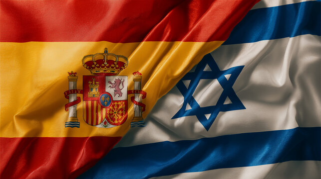 spanish and isreali flag waving together. relations spain israel