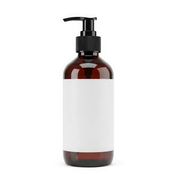 Bottle of brown liquid soap dispenser