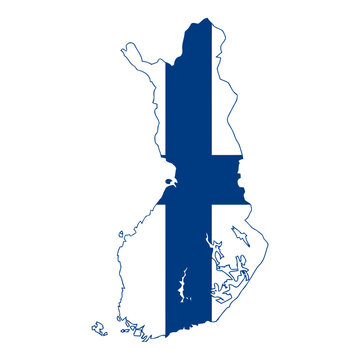 Finland Map Flag Vector Silhouette Finnish Nordic Cross National Symbol