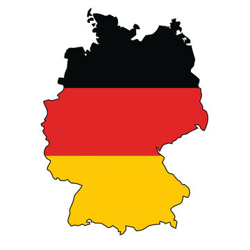 Germany Map Flag Vector Silhouette German Tricolor National Symbol