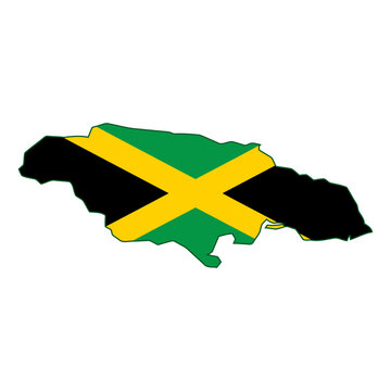 Jamaica Map Flag Vector Silhouette Jamaican Saltire National Symbol