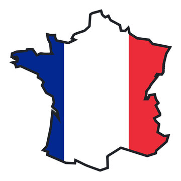 Metropolitan France Map Flag Vector Silhouette Mainland Hexagon Symbol