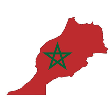 Morocco Map Flag Vector Silhouette Green Pentagram National Symbol