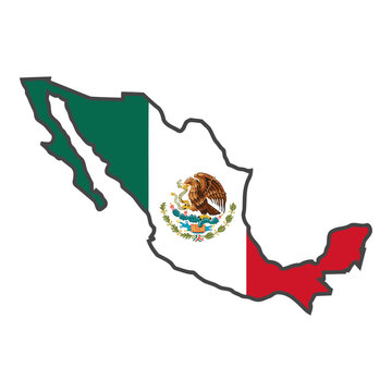Mexico Map Flag Vector Silhouette Mexican Coat of Arms Symbol