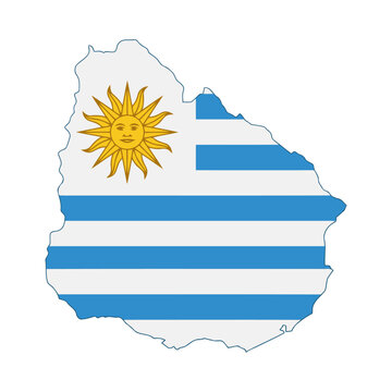 Uruguay Map Flag Vector Silhouette Sun of May National Symbol