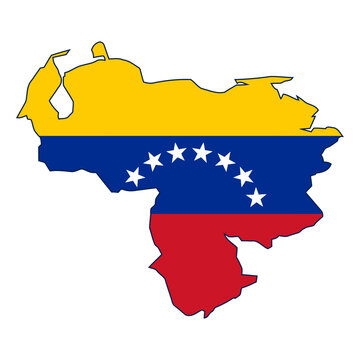 Venezuela Map Flag Vector Silhouette Eight Stars National Symbol