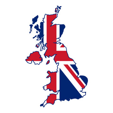 United Kingdom Map Flag Vector Silhouette British Union Jack Symbol