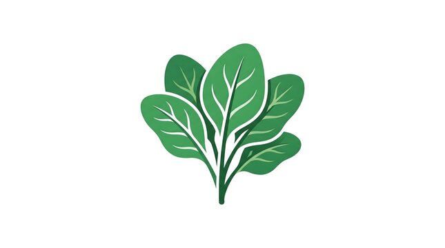 Vector illustration of fresh green spinach leaves isolated on a white background.