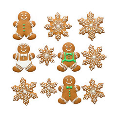Fototapeta premium Gingerbread men and snowflake cookies for Christmas holidays