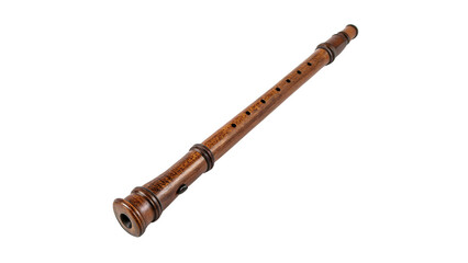 Traditional wooden flute musical instrument wind piping isolated on transparent background © Olga