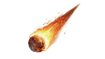 Burning comet fireball falling asteroid cosmic danger element isolated on transparent background © Olga