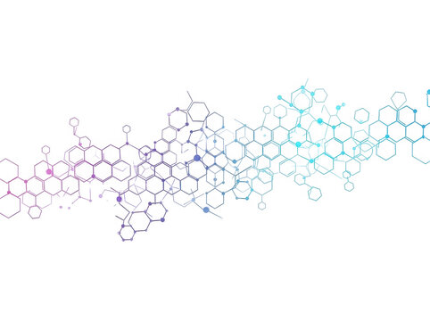 Abstract molecular structure art Isolated on transparent