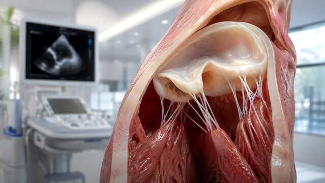 Detailed mitral valve anatomy showing chordae tendineae and papillary muscles