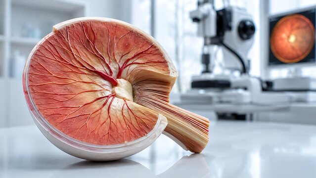 Detailed kidney anatomy showing renal cortex, medulla, and renal pelvis in cross-section
