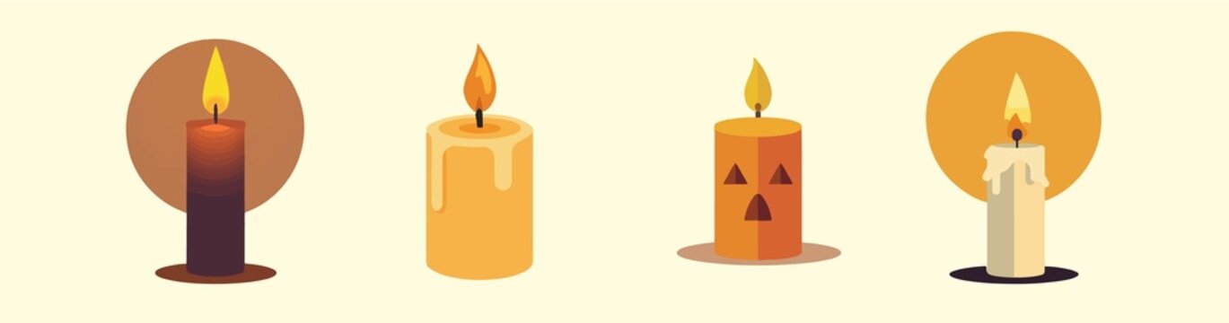 template element of Candle with flat design for halloween decoration