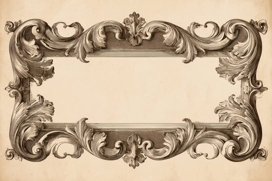 Classic Victorian engraving frame: decorative border and central banner space