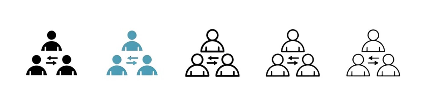 Financial Mediator and Advisory Icons. Professional Broker and Manager Services Symbols. Thin line customizable illustration. Contour symbol. Vector isolated outline drawing. Editable stroke
