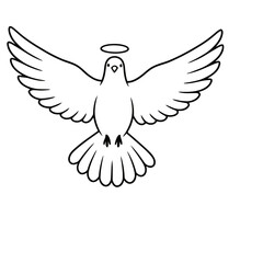 Fototapeta premium Dove with Halo Line Art