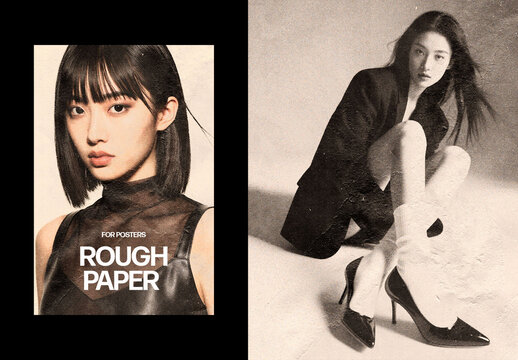 Vertical Rough Paper Photo Effect For Poster And Print Design