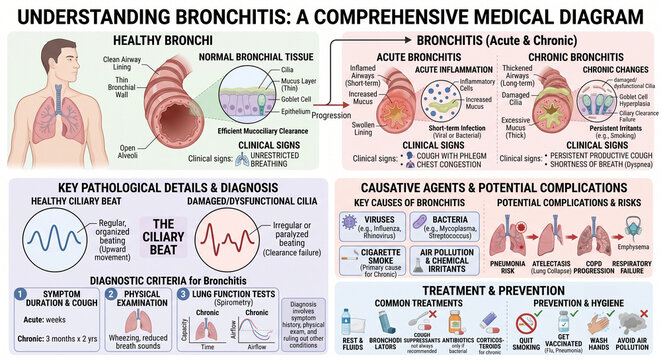 Anatomy of Bronchitis: Normal vs. Inflamed Airways