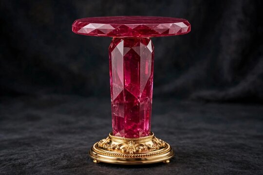 Empty luxury ruby gemstone faceted podium with gold base for jewelry mockup