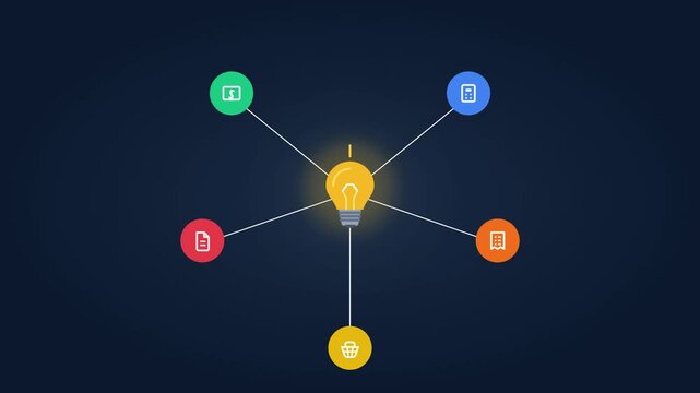 Glowing light bulb with colorful connections idea innovation
