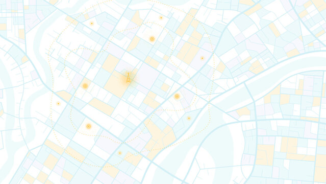 Heatmap dots cluster around central hotspot marking activity density across city blocks