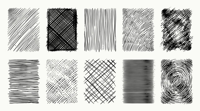Collection of Grunge Texture Overlays Featuring Abstract Brush Strokes and Scratches for Graphic Design
